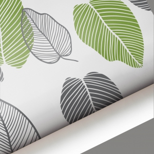 Papel pared Leaves green & grey