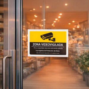 Señal Zona Videovigilada Simple – Vinilo o Placa – Packs de 2 a 10 Unidades